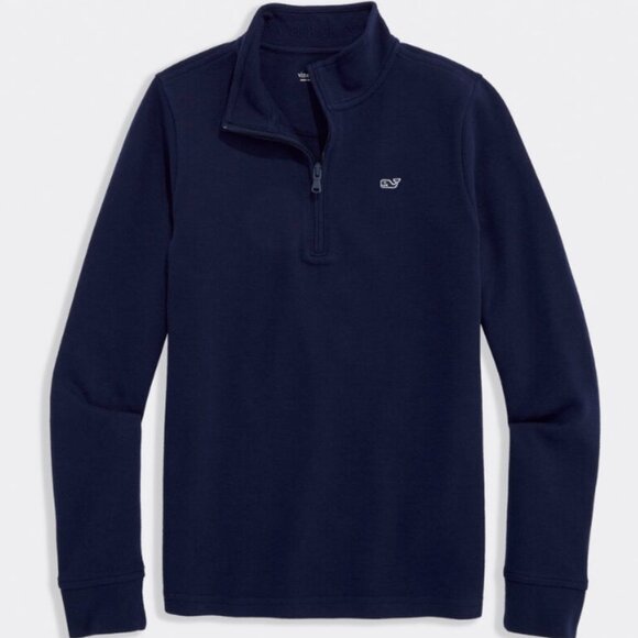NWT Vineyard Vines Boys Pique 1/2 Zip Saltwater Navy Size Medium (12-14) - Picture 1 of 6